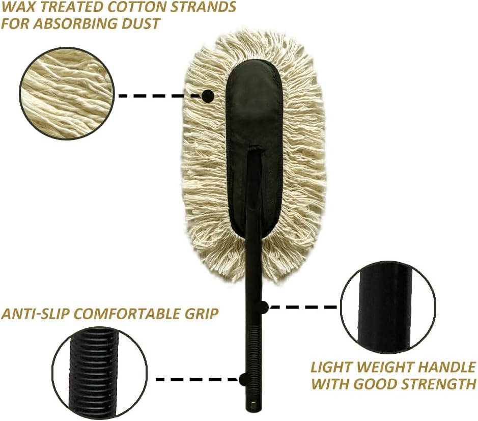 Jopasu Car Duster Brush with Dry Wash Combo Pack for Waterless Car Care Cleaning & Dusting, Scratch Proof & Eco-Friendly Combo