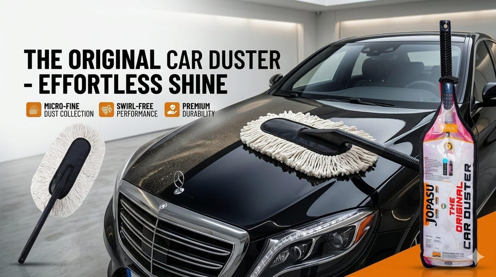 Jopasu Car Duster Brush with Dry Wash Combo Pack for Waterless Car Care Cleaning & Dusting, Scratch Proof & Eco-Friendly Combo