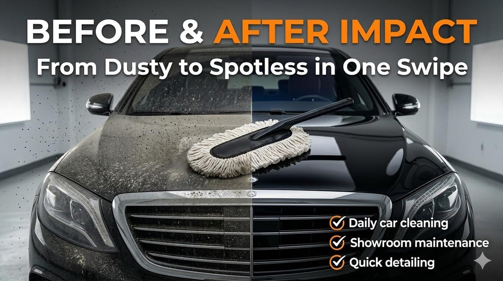 Jopasu Car Duster Brush with Dry Wash Combo Pack for Waterless Car Care Cleaning & Dusting, Scratch Proof & Eco-Friendly Combo