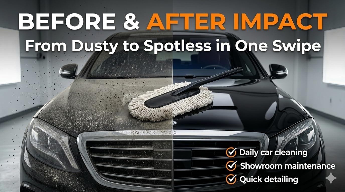 Jopasu Car Duster Brush with Dry Wash Combo Pack for Waterless Car Care Cleaning & Dusting, Scratch Proof & Eco-Friendly Combo