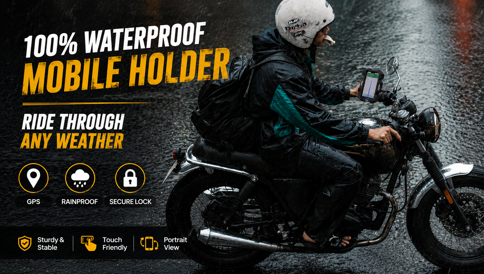 LGP Waterproof Bike Mobile Holder Rainproof Phone Mount with 360° Rotation