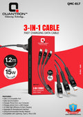 QMC-817 Braided 3-IN-1 Data Cable 1.2Mtrs (15Watt)
